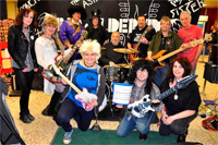Tesco staff with rock band Bewildered